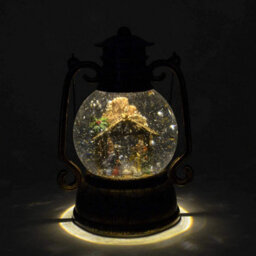 Shatchi 30Cm Large Christmas Musical Led Water Filled Swirling Glitter Lantern Light Nativity Decoration - thumbnail 3
