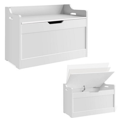 Storage Ottoman Chest Toy Box Bedding Blanket Box Large Wooden Stool Bench White - image 1