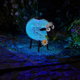 Solar Powered Silhouette Dolly Sheep - Outdoor Garden Handmade Ornament With Scroll Effect Cut Out & Led Light - H21 X W27 X D14Cm - thumbnail 6