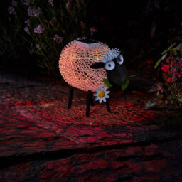 Solar Powered Silhouette Dolly Sheep - Outdoor Garden Handmade Ornament With Scroll Effect Cut Out & Led Light - H21 X W27 X D14Cm - thumbnail 5