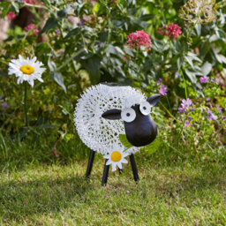 Solar Powered Silhouette Dolly Sheep - Outdoor Garden Handmade Ornament With Scroll Effect Cut Out & Led Light - H21 X W27 X D14Cm - thumbnail 2