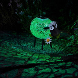 Solar Powered Silhouette Dolly Sheep - Outdoor Garden Handmade Ornament With Scroll Effect Cut Out & Led Light - H21 X W27 X D14Cm - thumbnail 4