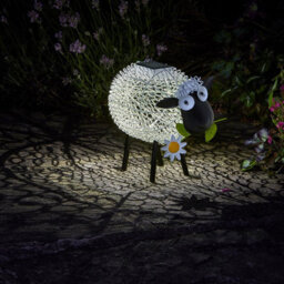 Solar Powered Silhouette Dolly Sheep - Outdoor Garden Handmade Ornament With Scroll Effect Cut Out & Led Light - H21 X W27 X D14Cm - thumbnail 1