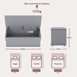 Lassic Vida Designs Leon Storage Ottoman Grey Storage Bench Chest Bedroom Living Room  - thumbnail 3