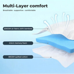 Lavio Mattress Topper Pillowtop Memory Foam Bamboo Cover Bed Protector King - thumbnail 7