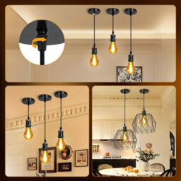 Aigostar Black Chrome Pendant Light Fitting, Compatible With E27 Lamp Holder, Pack Of 2 - thumbnail 7