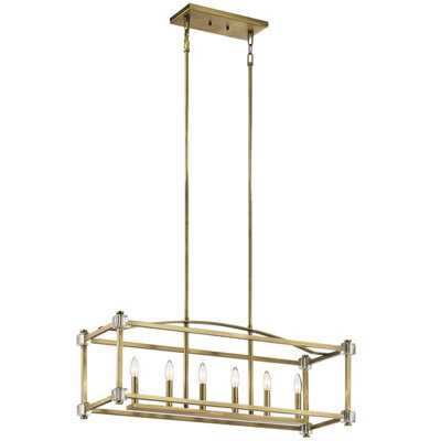 Luminosa Lighting Elstead Cayden 6 Light Linear Straight Bar Pendant Natural Brass - image 1