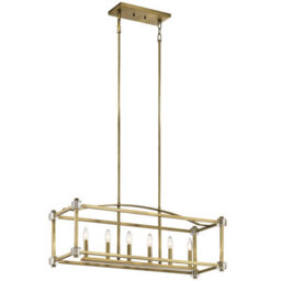 Luminosa Lighting Elstead Cayden 6 Light Linear Straight Bar Pendant Natural Brass - thumbnail 1