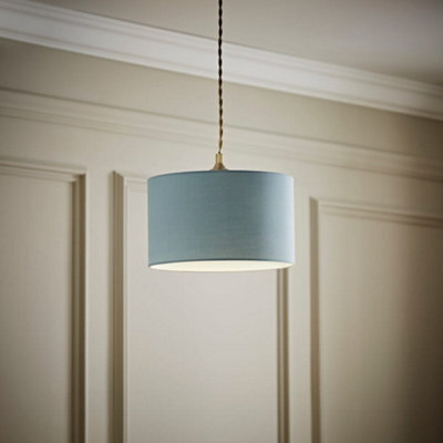 Valuelights Reni Duck Egg Blue Fabric Drum Ceiling Lamp Shade (D)25Cm - image 1