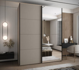 Arte Elegant Trosa Iii Sliding Door Wardrobe H2450mm W2000mm D640mm Mirrored Door, Ten Shelves, Hanging Rail, Cashmere Finish - thumbnail 2