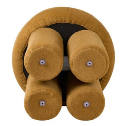 Living And Home Modern Yellow Round Mushroom-Shaped Upholstered Footstool, 44Cm (W) X 44Cm (H) - thumbnail 4