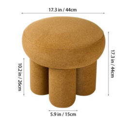 Living And Home Modern Yellow Round Mushroom-Shaped Upholstered Footstool, 44Cm (W) X 44Cm (H) - thumbnail 6