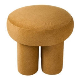 Living And Home Modern Yellow Round Mushroom-Shaped Upholstered Footstool, 44Cm (W) X 44Cm (H) - thumbnail 3
