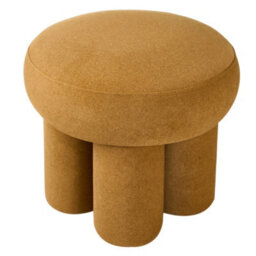 Living And Home Modern Yellow Round Mushroom-Shaped Upholstered Footstool, 44Cm (W) X 44Cm (H) - thumbnail 5