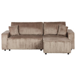 Beliani Corner Sofa Bed 3 Seater Abacka Corduroy Light Brown With Storage Left Hand - thumbnail 5