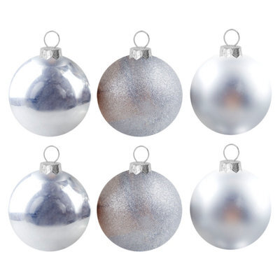 Christmas Bauble Decoration Hanging Tree Ornament X 6 10Cm Silver - image 1