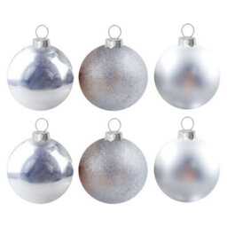 Christmas Bauble Decoration Hanging Tree Ornament X 6 10Cm Silver - thumbnail 1