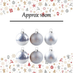 Christmas Bauble Decoration Hanging Tree Ornament X 6 10Cm Silver - thumbnail 2