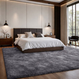 Aspire Homeware Non-Slip Grey Shaggy Rug Soft Fluffy Washable, Living Area And Dining Room Rug, (L)290Cm X (W)200Cm - thumbnail 6