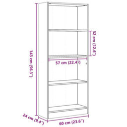 Berkfield Bookcase Sonoma Oak 60X24X143 Cm Engineered Wood - thumbnail 9