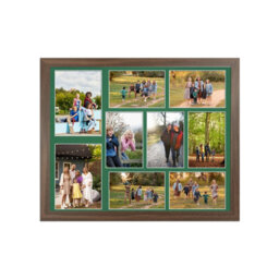 AK Frames 20X16 Walnut Sleek Multi Photo Frame With Emerald Mount - Holds 9 Apertures (2X) 7X5, (7X) 6X4 Photos