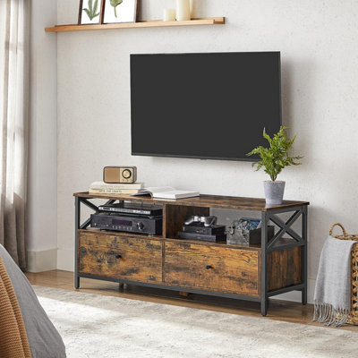 Songmics Tv Cabinet, Tv Unit For 55-Inch Tv, Living Room, With 2 Drawers, 2 Storage Shelves, 120 X 40 X 50 Cm, Steel Frame - image 1