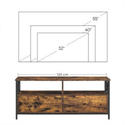 Songmics Tv Cabinet, Tv Unit For 55-Inch Tv, Living Room, With 2 Drawers, 2 Storage Shelves, 120 X 40 X 50 Cm, Steel Frame - thumbnail 8