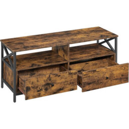 Songmics Tv Cabinet, Tv Unit For 55-Inch Tv, Living Room, With 2 Drawers, 2 Storage Shelves, 120 X 40 X 50 Cm, Steel Frame - thumbnail 3