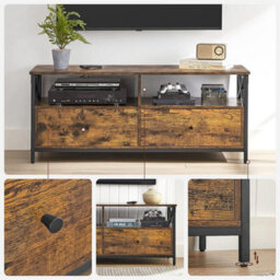 Songmics Tv Cabinet, Tv Unit For 55-Inch Tv, Living Room, With 2 Drawers, 2 Storage Shelves, 120 X 40 X 50 Cm, Steel Frame - thumbnail 7