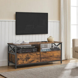 Songmics Tv Cabinet, Tv Unit For 55-Inch Tv, Living Room, With 2 Drawers, 2 Storage Shelves, 120 X 40 X 50 Cm, Steel Frame - thumbnail 2