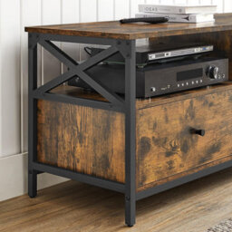 Songmics Tv Cabinet, Tv Unit For 55-Inch Tv, Living Room, With 2 Drawers, 2 Storage Shelves, 120 X 40 X 50 Cm, Steel Frame - thumbnail 5