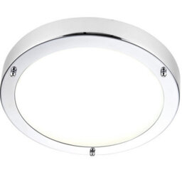 National Lighting Portico Ip 44 Rated Flush Round Chrome Plated 300 mm Disc Led Bathroom Ceiling Light Fitting With Frosted Glass