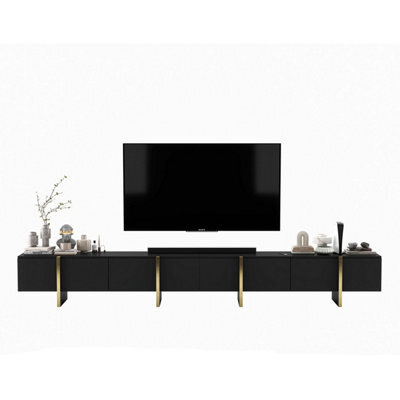 Heze Furniture Kyoto Extra Long 360 Cm Tv Stand: Modern Glamour & Ultimate Versatility - Black Matt - image 1