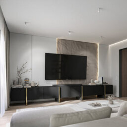 Heze Furniture Kyoto Extra Long 360 Cm Tv Stand: Modern Glamour & Ultimate Versatility - Black Matt - thumbnail 2