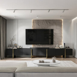 Heze Furniture Kyoto Extra Long 360 Cm Tv Stand: Modern Glamour & Ultimate Versatility - Black Matt - thumbnail 4