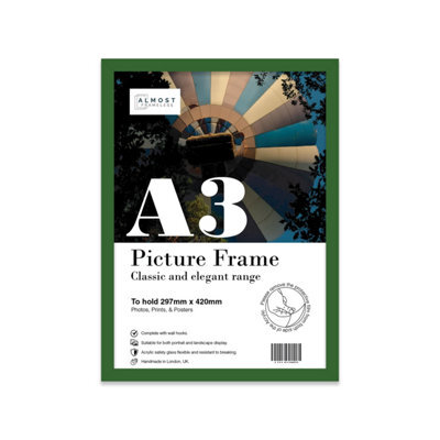A3 Green Picture Frame Fits A3 (29.7 X 42Cm - 11.7 X 16.5In) Poster, Photo, Artwork, Or Print. - image 1
