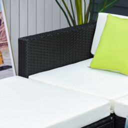 Outsunny 5 Pieces Rattan Sofa Set Wicker Sectional Cushion Patio Black Garden - thumbnail 7