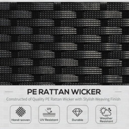 Outsunny 5 Pieces Rattan Sofa Set Wicker Sectional Cushion Patio Black Garden - thumbnail 4
