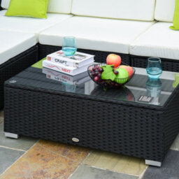 Outsunny 5 Pieces Rattan Sofa Set Wicker Sectional Cushion Patio Black Garden - thumbnail 8