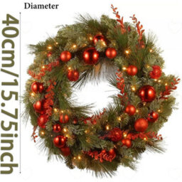 Amorly Artificial Christmas Wreath With Berry Clusters Frosted Ball Ornaments, Festive Decor For Front Door, Window Holiday Displays - thumbnail 3