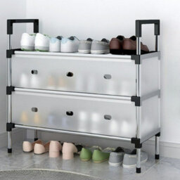 Living And Home 3 Tiers Plastic Shoe Rack Organizer Stackable Space Saving Shoe Shelf W 660 X D 290 X H 600 mm - thumbnail 1
