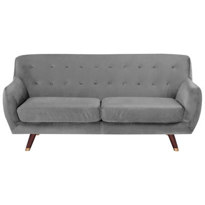 Beliani Living Grey Velvet 3-Seater, 2-Seater And Armchair Set With Button-Tufted Back - image 1