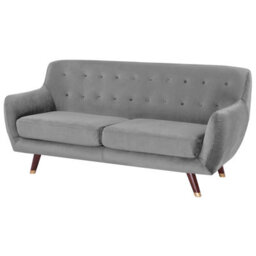 Beliani Living Grey Velvet 3-Seater, 2-Seater And Armchair Set With Button-Tufted Back - thumbnail 5
