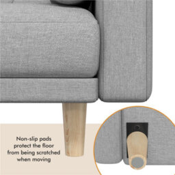 Yaheetech Light Grey Button-Tufted Fabric 3-Seater Convertible Sofa Bed With 2 Bolster Pillows - thumbnail 8
