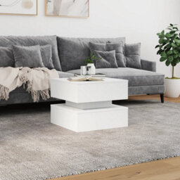 Walplus Coffee Table With Led Lights White 50X50X40 Cm - thumbnail 4