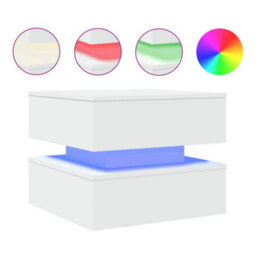 Walplus Coffee Table With Led Lights White 50X50X40 Cm - thumbnail 2