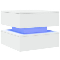 Walplus Coffee Table With Led Lights White 50X50X40 Cm - thumbnail 3