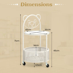 Gainoom Mobile Glass Coffee Table 2-Tier Round End Table W/bear Pattern - thumbnail 2