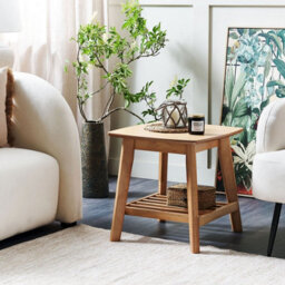 Wyld And Coco Casacraft Side Table 50 X 50 Cm, Light Brown Mdf Top With Rubberwood Legs - thumbnail 2