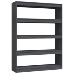 Berkfield Book Cabinet/room Divider Grey 100X30X135.5 Cm Solid Pinewood - thumbnail 2